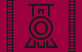 Flag of the Great Circuit. Wine-colored background. Center is stylized locomotive, viewed head-on. Bounded on the right and left by rail road tracks, aligned vertically.